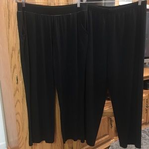 2 Pair Casual Black Pull On Pants 18/20 WP & XL(S)